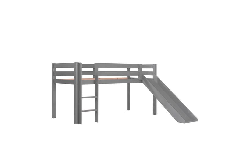 Keskikorkea sänky verholla Pino Prinsessa Harmaa, Harmaa, Liukumäellä, Ilman tunnelia, Ei taskuja - Harmaa, Harmaa, Liukumäellä, Ilman tunnelia, Ei taskuja - Huonekalut - Sänky - Kerrossängyt