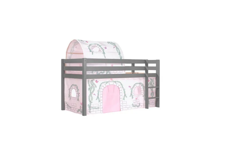 Keskikorkea sänky verholla Pino Birdy Harmaa, Harmaa, Ilman liukumäkeä, Birdy, Ei taskuja, Harmaa, Harmaa, Ilman liukumäkeä, Birdy, Ei taskuja