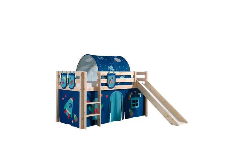 Keskikorkea sänky verholla Pino Astro Luonnollinen, Luonnollinen, Liukumäellä, Tunnelin kanssa, Tunnelein, 3, Luonnollinen, Luonnollinen, Liukumäellä, Tunnelin kanssa, Tunnelein, 3