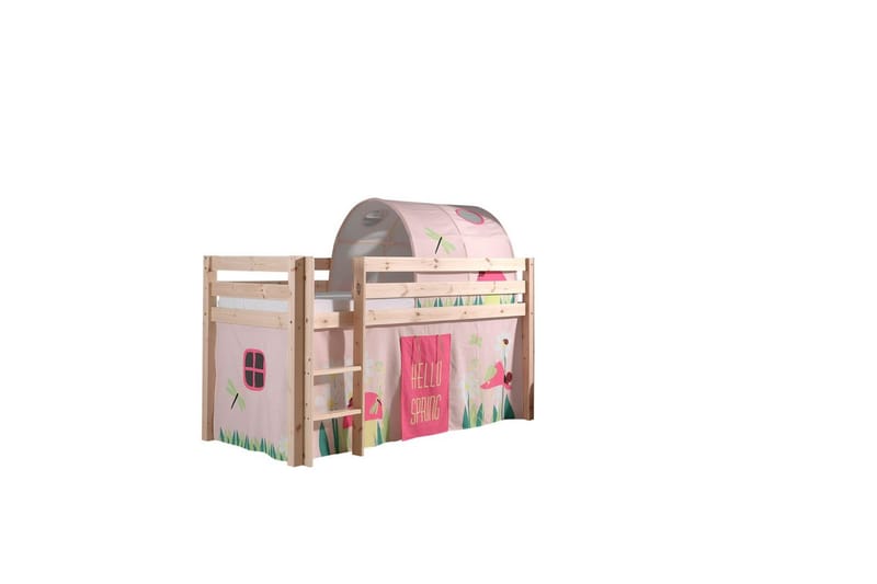 Keskikorkea sänky verholla Pino Kevät Luonnollinen, Luonnollinen, Ilman liukumäkeä, Kevät, Jousi, Ilman taskuja - Luonnollinen, Luonnollinen, Ilman liukumäkeä, Kevät, Jousi, Ilman taskuja - Huonekalut - Sänky - Kerrossängyt