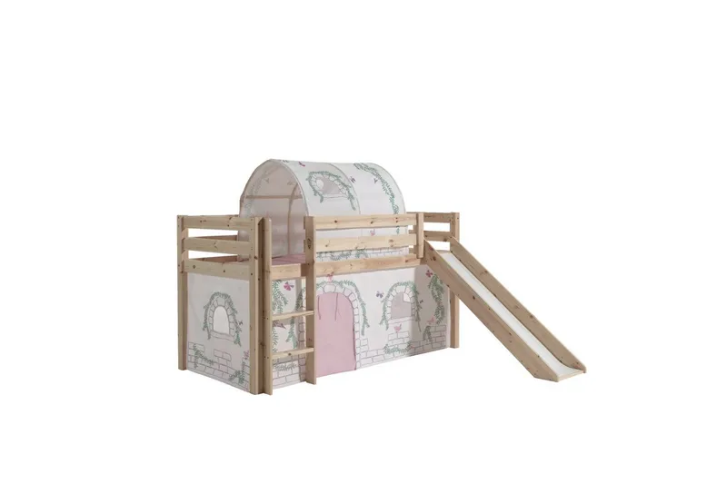 Keskikorkea sänky verholla Pino Birdy Luonnollinen, Luonnollinen, Liukumäellä, Ilman tunnelia, Ei taskuja - Luonnollinen, Luonnollinen, Liukumäellä, Ilman tunnelia, Ei taskuja - Huonekalut - Sänky - Kerrossängyt