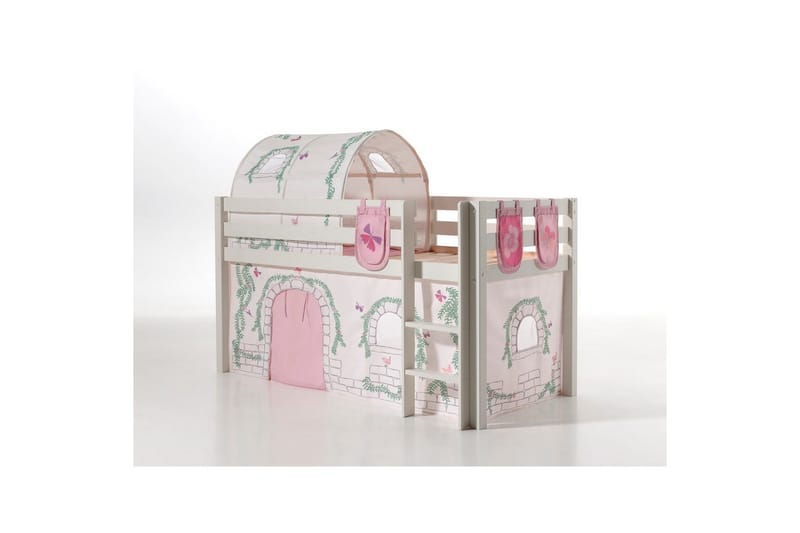 Keskikorkea sänky verholla Pino Birdy Valkoinen, Valkoinen, Ilman liukumäkeä, Birdy, 3, Valkoinen, Valkoinen, Ilman liukumäkeä, Birdy, 3