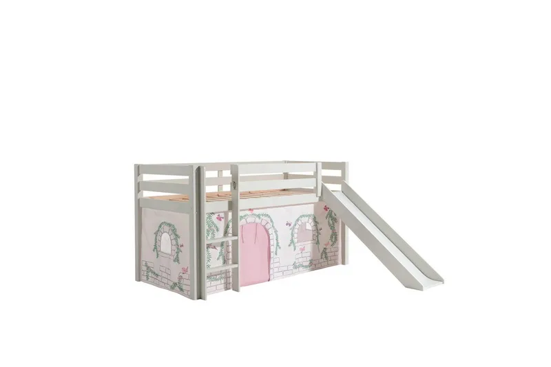 Keskikorkea sänky verholla Pino Birdy Valkoinen, Valkoinen, Liukumäellä, Ilman tunnelia, Ei taskuja, Valkoinen, Valkoinen, Liukumäellä, Ilman tunnelia, Ei taskuja