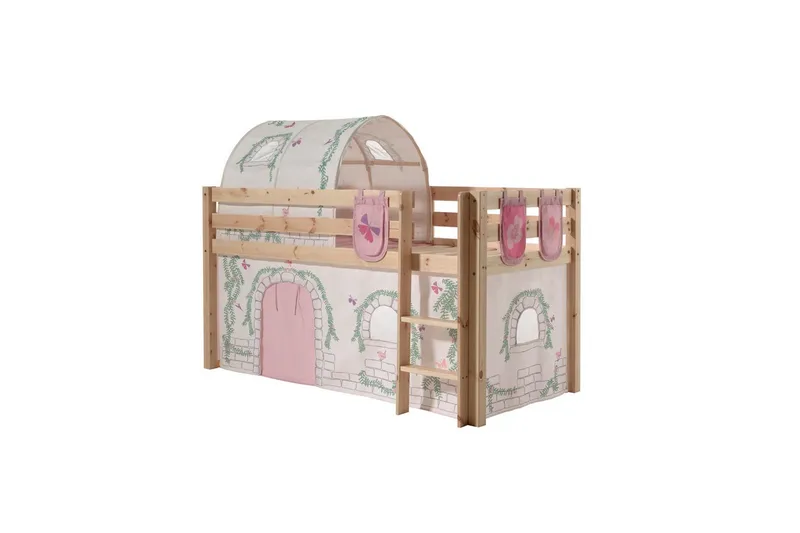 Keskikorkea sänky verholla Pino Birdy Luonnollinen, Luonnollinen, Ilman liukumäkeä, Birdy, 3 - Luonnollinen, Luonnollinen, Ilman liukumäkeä, Birdy, 3 - Huonekalut - Sänky - Kerrossängyt