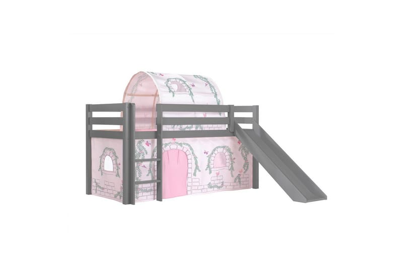 Keskikorkea sänky verholla Pino Birdy Harmaa, Harmaa, Liukumäellä, Birdy, Ei taskuja, Harmaa, Harmaa, Liukumäellä, Birdy, Ei taskuja