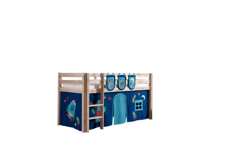 Keskikorkea sänky verholla Pino Astro Luonnollinen, Luonnollinen, Ilman liukumäkeä, Ilman tunnelia, 3 - Luonnollinen, Luonnollinen, Ilman liukumäkeä, Ilman tunnelia, 3 - Huonekalut - Sänky - Kerrossängyt