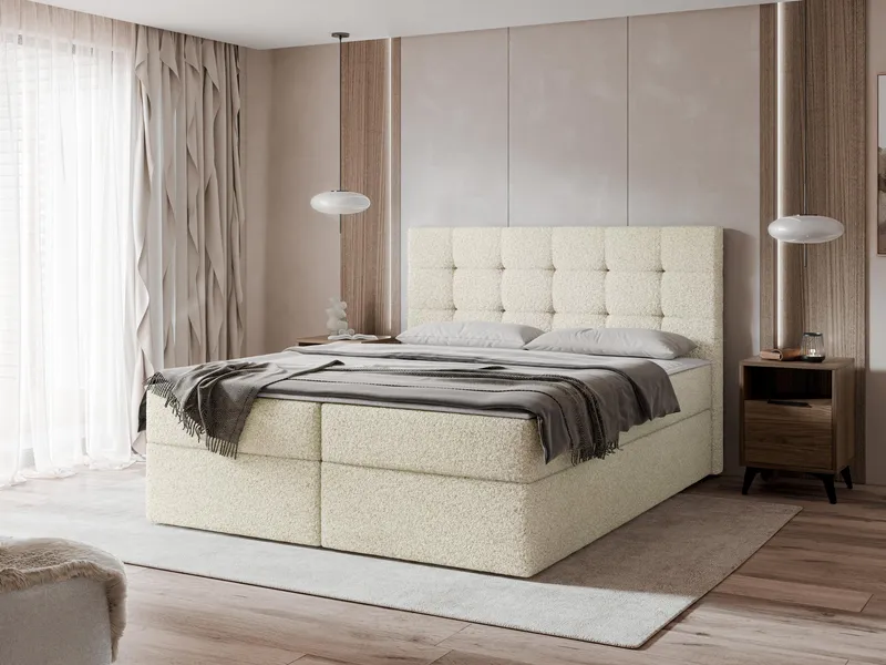 Kleiv jenkkisänky säilytystilalla 180x200 cm - beige - Huonekalut - Sänky - Yhden hengen sängyt