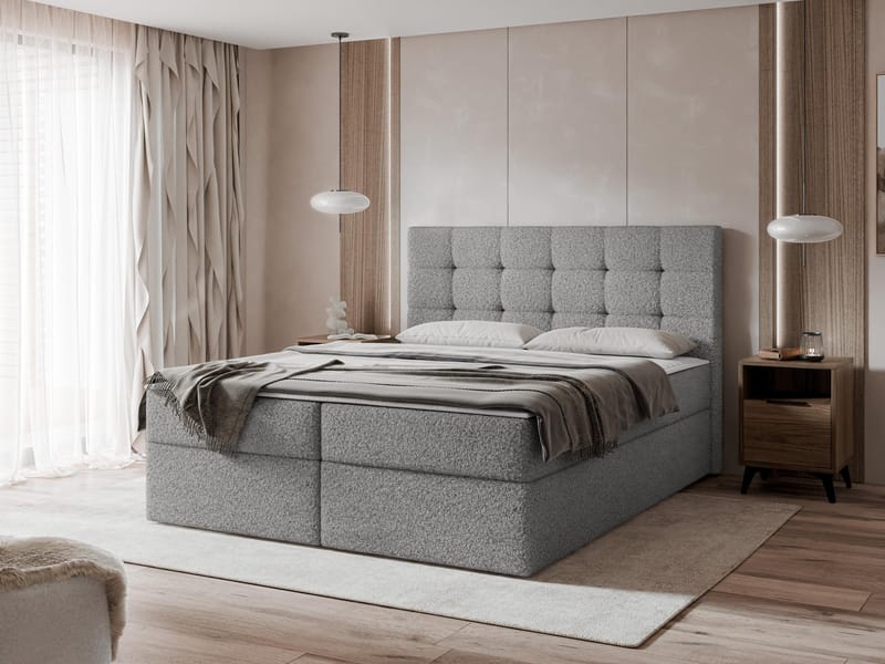 Kleiv jenkkisänky säilytystilalla 180x200 cm - harmaa - Huonekalut - Sänky - Sängyt säilytystilalla