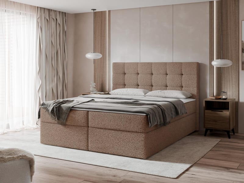 Kleiv jenkkisänky säilytystilalla 180x200 cm - ruskea - Huonekalut - Sänky - Yhden hengen sängyt