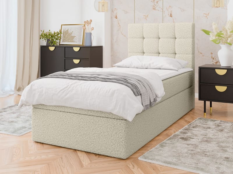 Kleiv jenkkisänky säilytystilalla 80x200 cm - beige - Huonekalut - Sänky - Yhden hengen sängyt