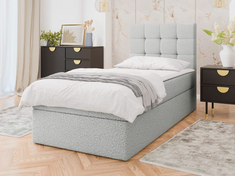 Kleiv jenkkisänky säilytystilalla 90x200 cm - harmaa - Huonekalut - Sänky - Yhden hengen sängyt
