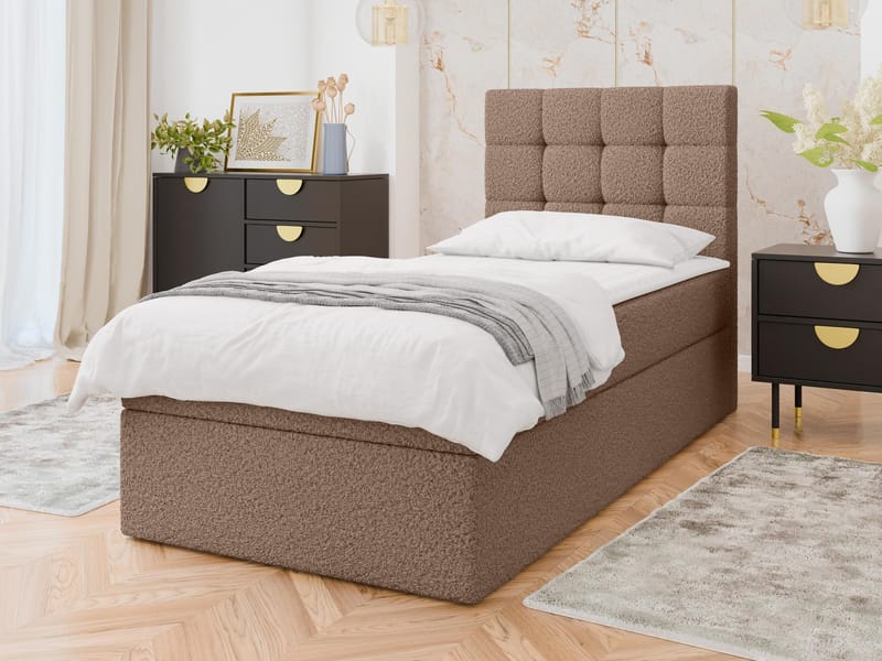 Kleiv jenkkisänky säilytystilalla 90x200 cm - ruskea - Huonekalut - Sänky - Yhden hengen sängyt