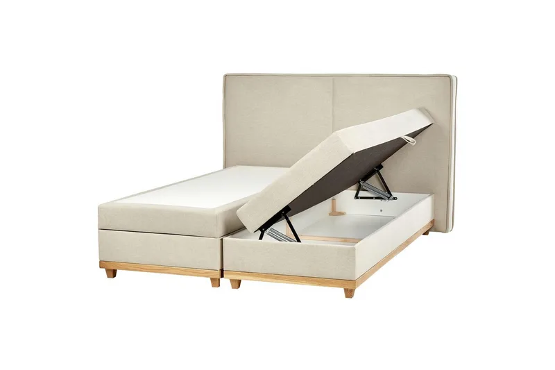 Kontinentalsäng Beliani Dynasty Beige-Ljust Trä, 160x200 cm Beige 180x200, undefined