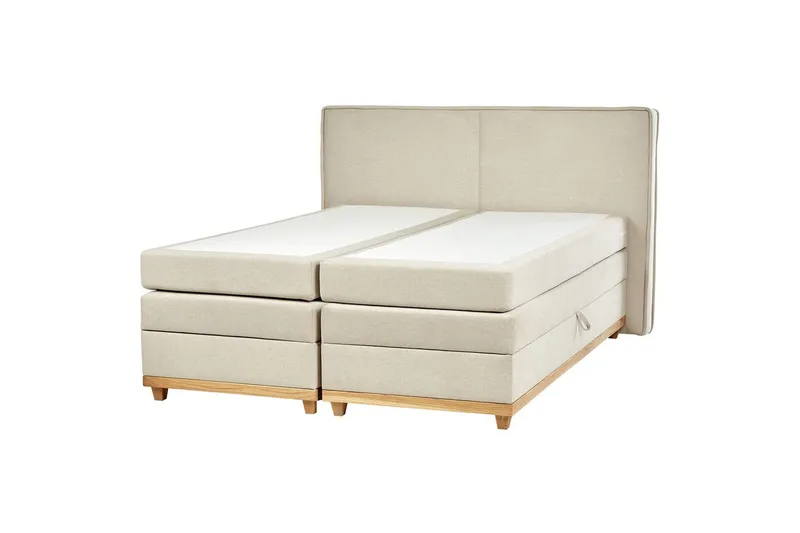 Kontinentalsäng Beliani Dynasty Beige-Ljust Trä, 160x200 cm Beige 180x200 - Huonekalut - Sänky - Jenkkisängyt