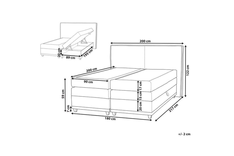 Kontinentalsäng Beliani Dynasty Beige-Ljust Trä, 160x200 cm Beige 180x200 - Huonekalut - Sänky - Jenkkisängyt