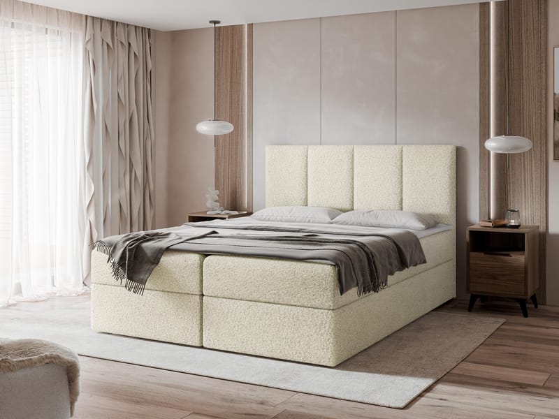 Laggano-sänkypaketti, jenkkisänky 180x200 cm - beige - Huonekalut - Sänky - Sängyt säilytystilalla