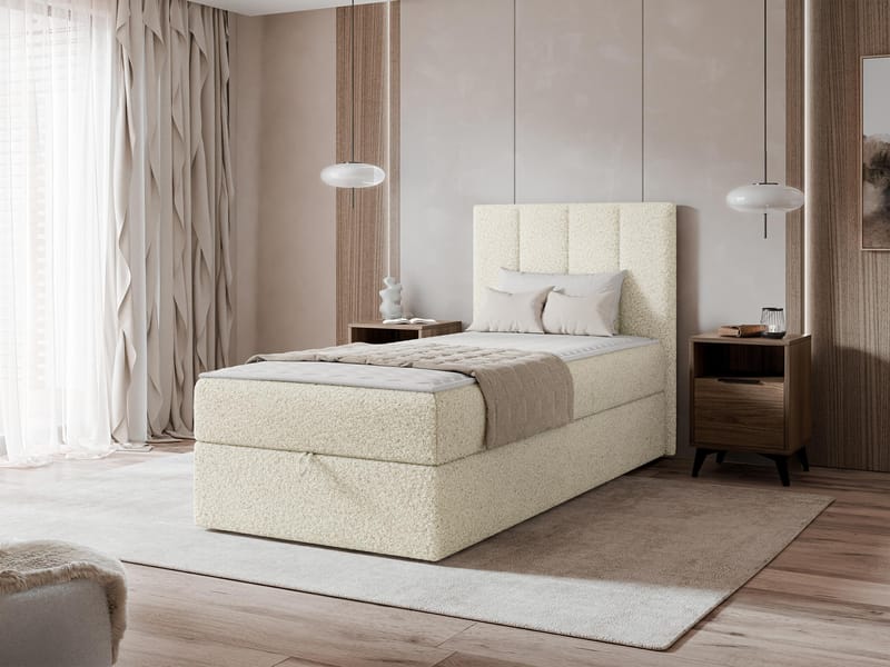 Laggano-sänkypaketti, jenkkisänky 80x200 cm - Lambi 08 vaalea beige - Huonekalut - Sänky - Sängyt säilytystilalla