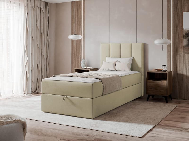 Laggano-sänkypaketti, jenkkisänky 80x200 cm - Polo 872 beige - Huonekalut - Sänky - Sängyt säilytystilalla