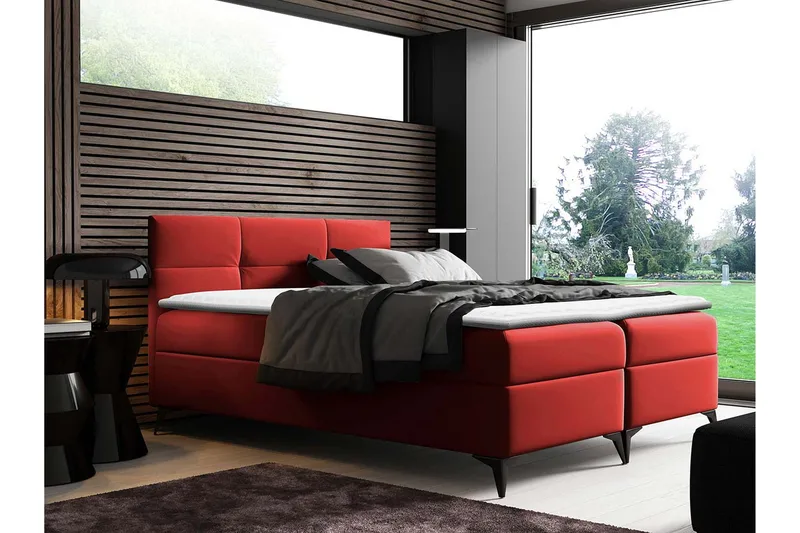 Leckersbo sängpaketti kontinentalsänky 140x200 cm - Punainen - Huonekalut - Sänky - Sängyt säilytystilalla