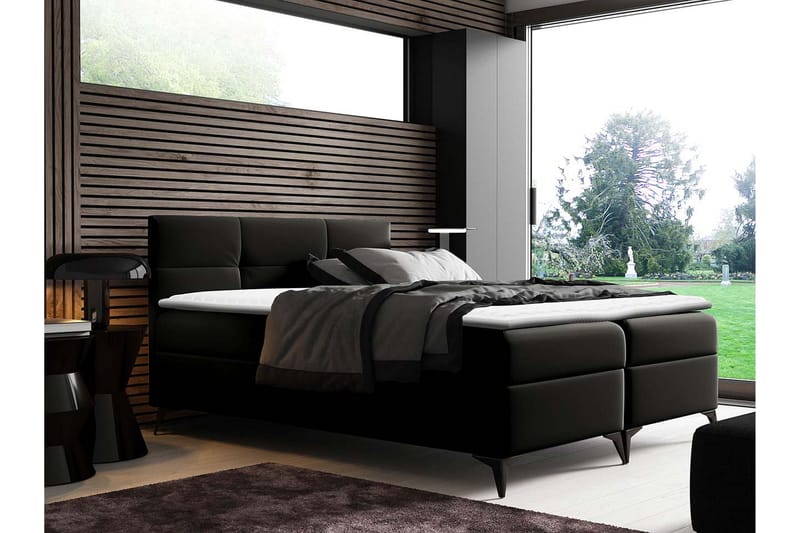 Leckersbo sängpaketti kontinentalsänky 180x200 cm - Musta - Huonekalut - Sänky - Sängyt säilytystilalla