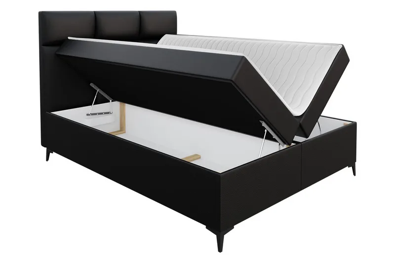 Leckersbo Sängpaketti Kontinentalsänky 200x200 cm - Musta - Huonekalut - Sänky - Sängyt säilytystilalla