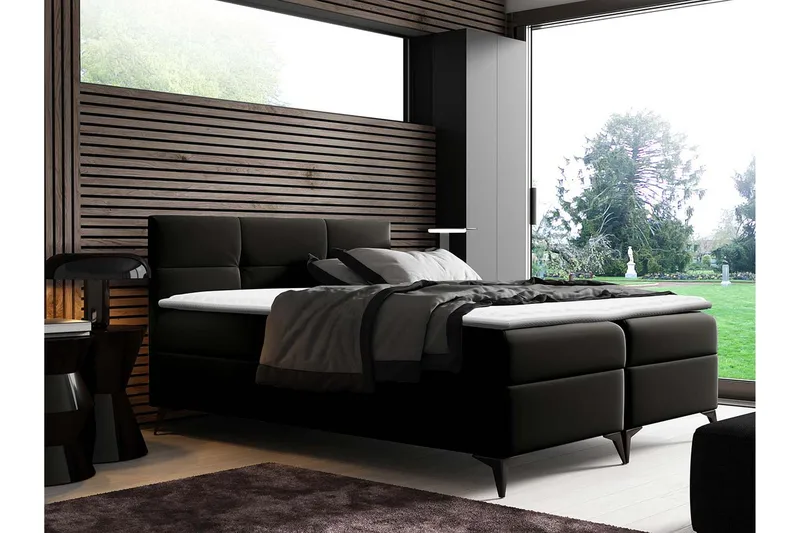 Leckersbo Sängpaketti Kontinentalsänky 200x200 cm - Musta - Huonekalut - Sänky - Sängyt säilytystilalla