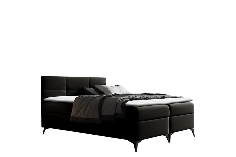 Leckersbo Täydellinen Sänkypaketti Kontinenttisänky säilytystilalla 120x200 cm - Musta - Huonekalut - Sänky - Sängyt säilytystilalla