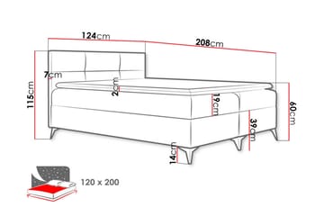 Leckersbo Täydellinen Sänkypaketti Kontinenttisänky säilytystilalla 120x200 cm - Punainen - Huonekalut - Sänky - Sängyt säilytystilalla