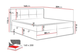 Leckersbo Täydellinen Sänkypaketti Kontinenttisänky säilytystilalla 160x200 cm - Musta - Huonekalut - Sänky - Sängyt säilytystilalla