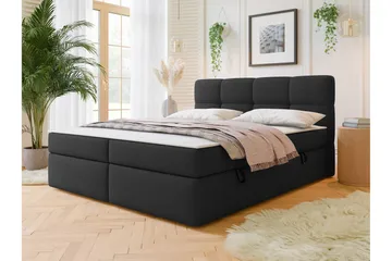 Leckersbo Täydellinen Sänkypaketti Kontinenttisänky säilytystilalla 160x200 cm - Musta - Huonekalut - Sänky - Sängyt säilytystilalla