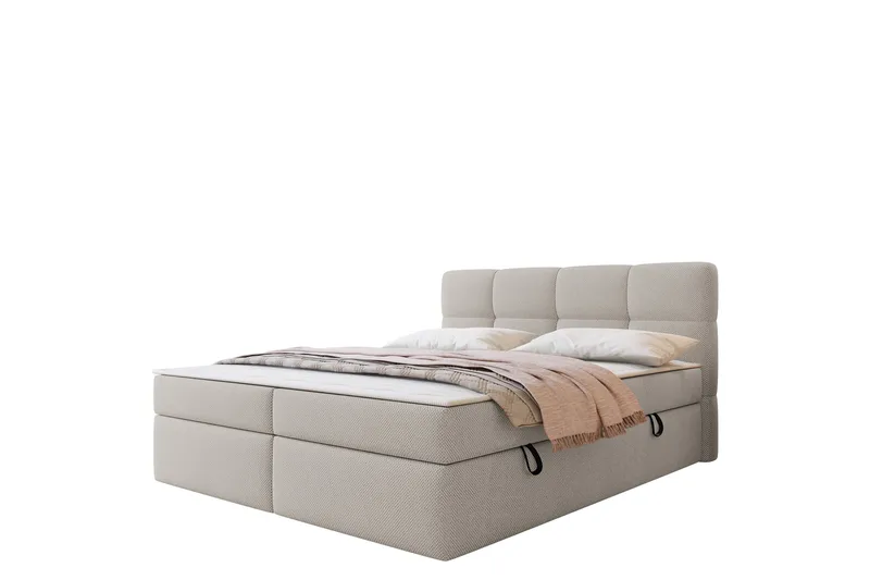 Leckersbo Täydellinen Sänkypaketti Kontinenttisänky säilytystilalla 180x200 cm, Beige