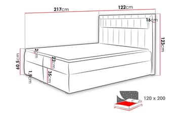 Masone Sängpaketti Kontinentalsänky 120x200 cm - Punainen - Huonekalut - Sänky - Sängyt säilytystilalla