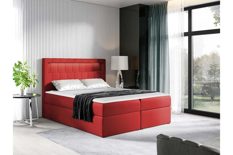 Masone Sängpaketti Kontinentalsänky 160x200 cm - Punainen - Huonekalut - Sänky - Sängyt säilytystilalla