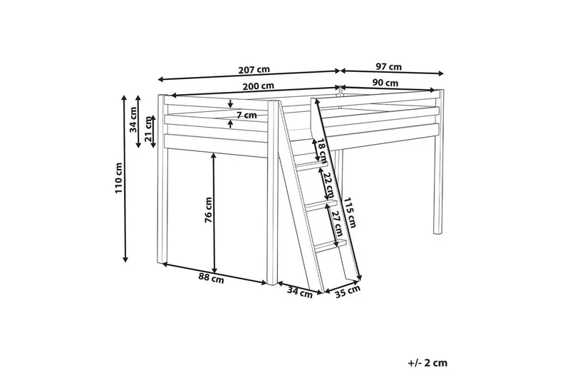 Matala kerrossänky Ascoux - Vaaleanpunainen - Huonekalut - Sänky - Kerrossängyt