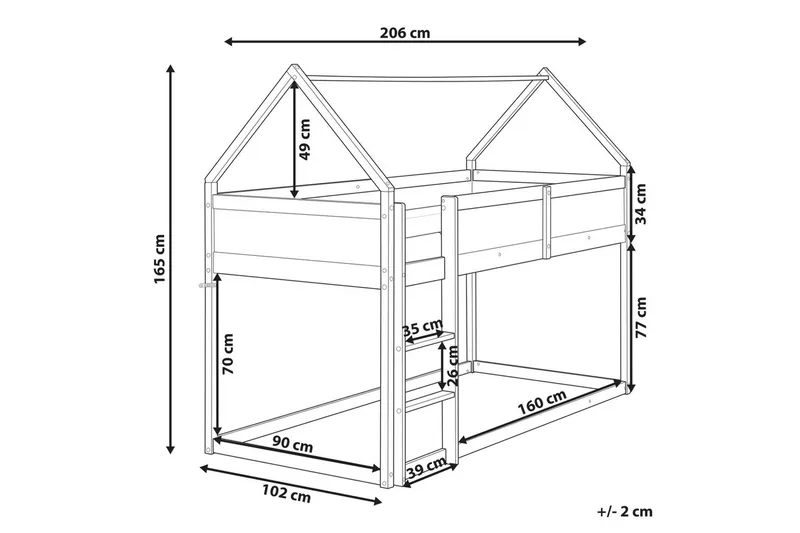 Matala kerrossänky Dienne - Harmaa - Huonekalut - Sänky - Kerrossängyt