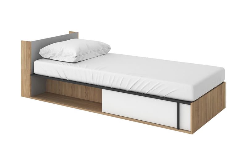 Metropolitan Sängyn Runko 90x200 cm, Ruskea/Valkoinen/Vaaleanharmaa/Musta