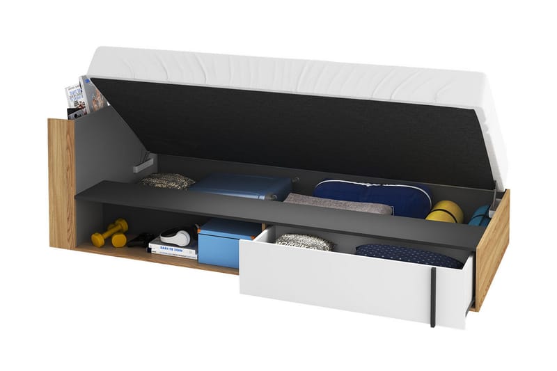 Metropolitan Sängyn Runko 90x200 cm - Ruskea/Valkoinen/Vaaleanharmaa/Musta - Huonekalut - Sänky - Sänkykehikot & sängynrungot