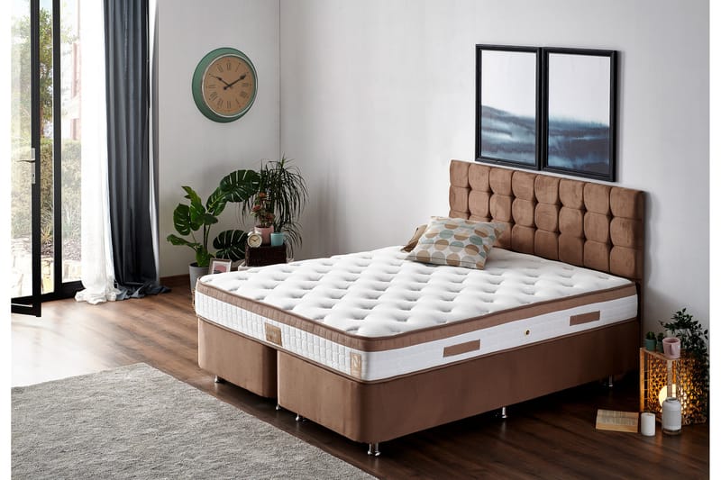Jenkkisänky Tupla Pylpio 150x200 cm - Vaaleanruskea - Huonekalut - Sänky - Moottorisänky