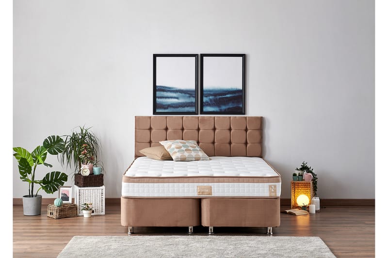 Jenkkisänky Tupla Pylpio 150x200 cm - Vaaleanruskea - Huonekalut - Sänky - Moottorisänky