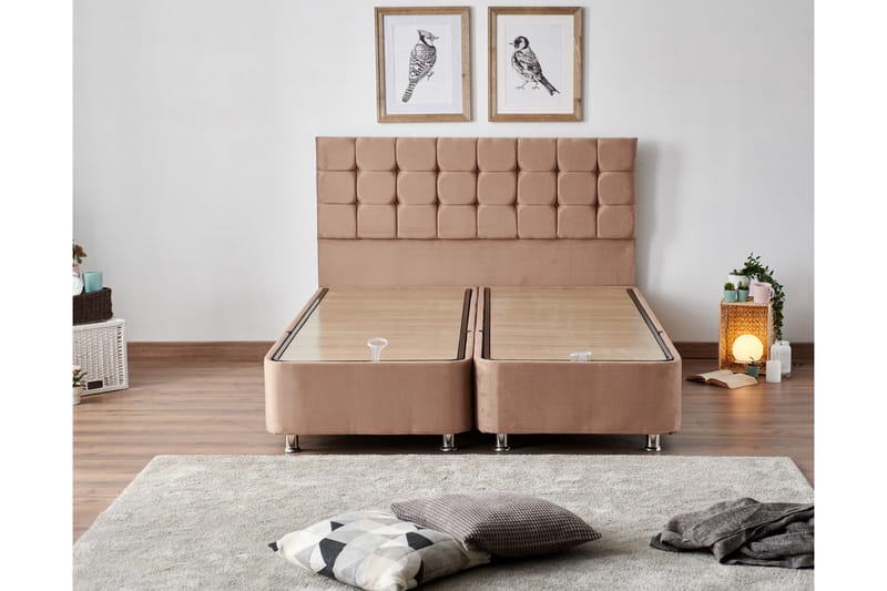 Jenkkisänky Tupla Pylpio 150x200 cm - Vaaleanruskea - Huonekalut - Sänky - Moottorisänky
