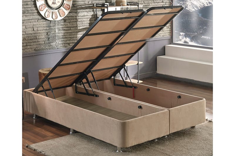 Jenkkisänky Tupla Pylpio 140x190 cm - Vaaleanruskea - Huonekalut - Sänky - Sängyt säilytystilalla