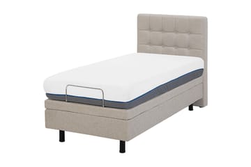 Kabbebo sänkypaketti – säädettävä sänky 80x200 cm kangasta sängynpäädyllä + petauspatja - Beige - Huonekalut - Sänky - Moottorisänky