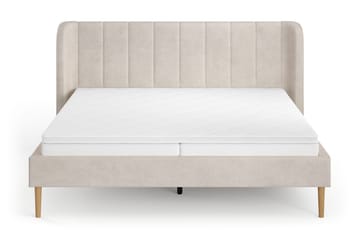 Nattljus-sänkyrunko 180x200 cm tammi, HVILA-jousipatja ja käännettävä petauspatja (kesä- ja talvipuoli), pestävä päällinen - Beige - Huonekalut - Sänky - Sänkykehikot & sängynrungot