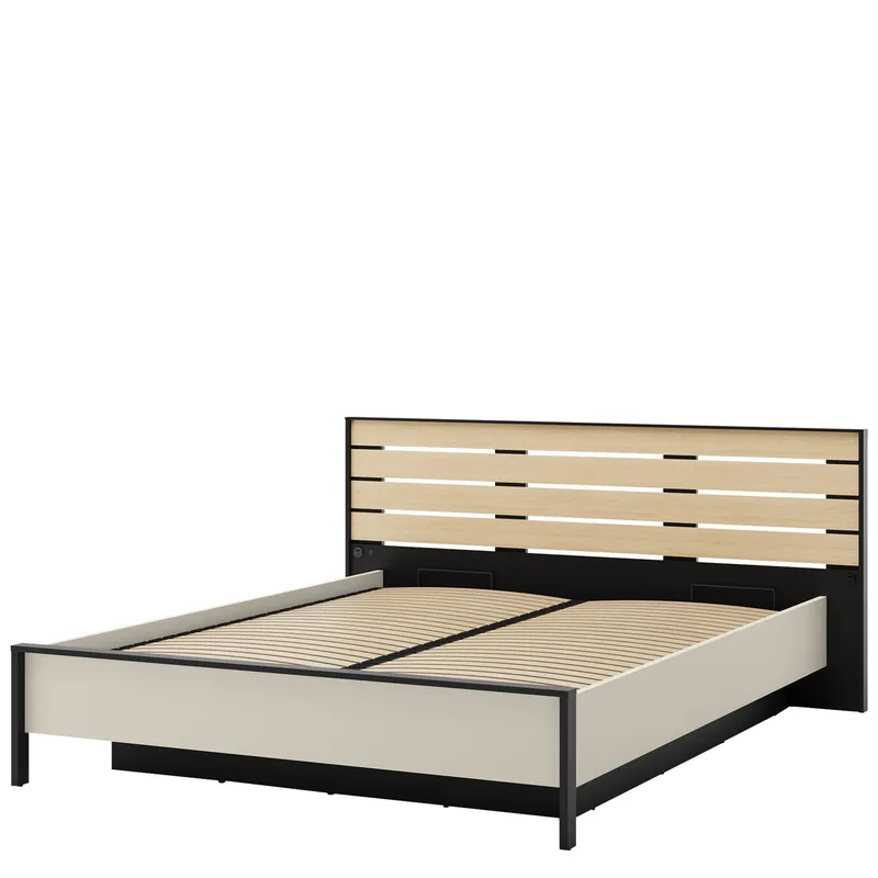 Navron Sängynrunko 160x200 cm, Beige/Musta