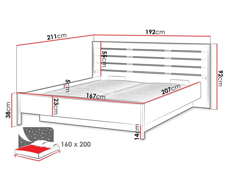 Navron Sängynrunko 160x200 cm - Beige/Musta - Huonekalut - Sänky - Sänkykehikot & sängynrungot