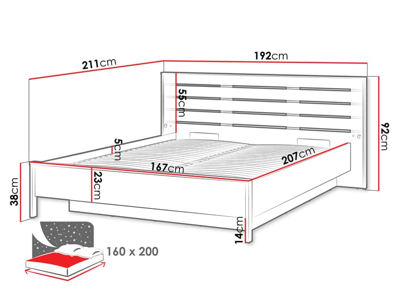Navron Sängynrunko 160x200 cm - Beige/Musta - Huonekalut - Sänky - Sänkykehikot & sängynrungot