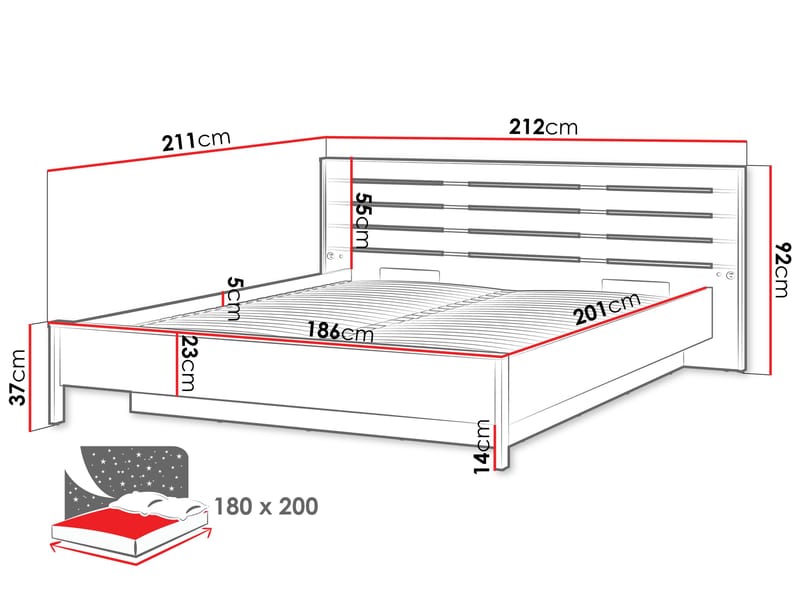 Navron Sängynrunko 180x200 cm - Beige/Musta - Huonekalut - Sänky - Sänkykehikot & sängynrungot