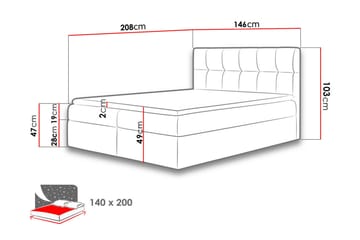 Neitisuanto Sänkypaketti Jenkkisänky 140x200 cm - Beige - Huonekalut - Sänky - Jenkkisängyt