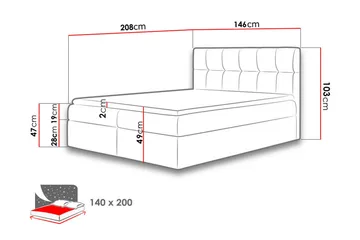 Neitisuanto Sänkypaketti Jenkkisänky 140x200 cm - Beige - Huonekalut - Sänky - Sängyt säilytystilalla