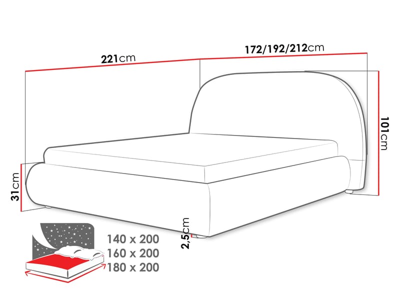 Norian Sängynrunko 180x200 cm - Huonekalut - Sänky - Sänkykehikot & sängynrungot